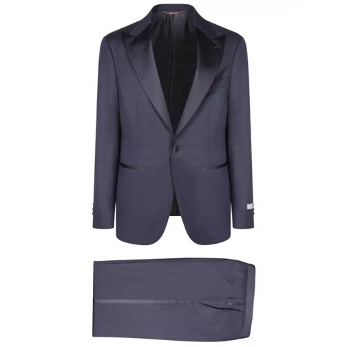 Canali Wool Smoking Suit Blue 