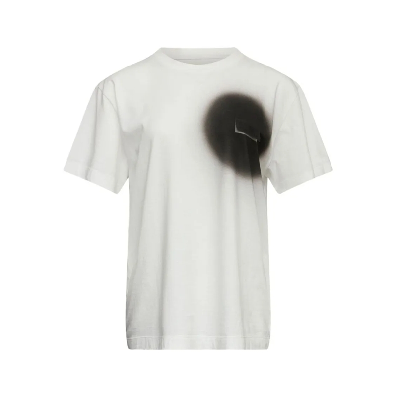 MM6 Maison Margiela T-Shirt Artistic White Cotton T-Shirt With Spray-Paint Det White