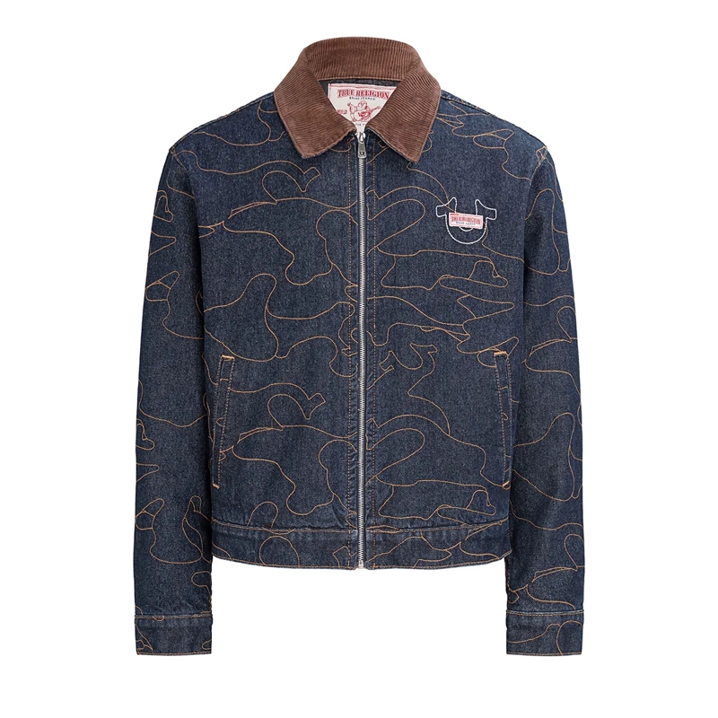 True Religion Daunenjacke Jeansjacke Oversized blau