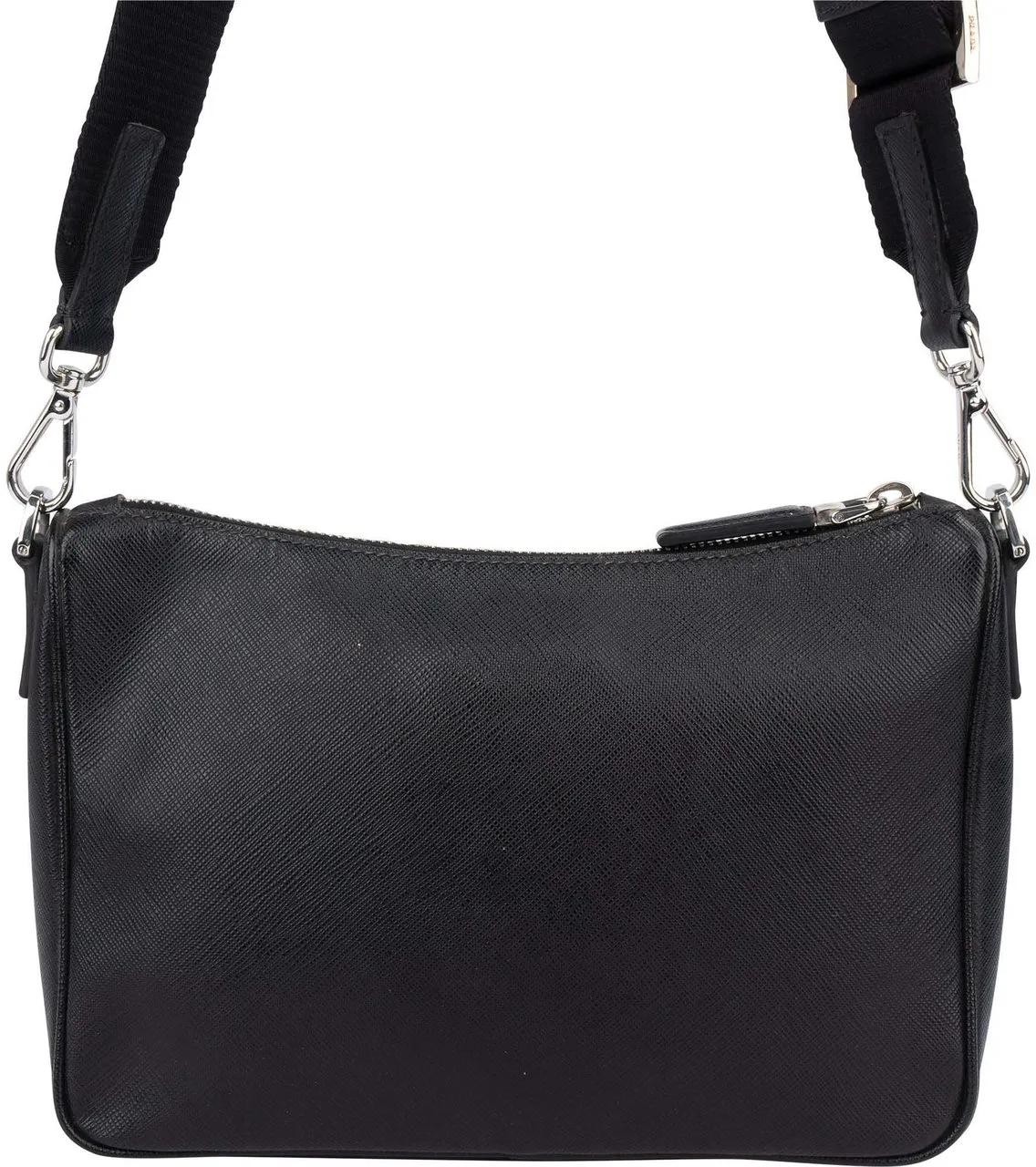 Thumbnail - Prada Crossbody Bags - Prada Black Saffiano Leather Triangle Vitello Cros - Gr. unisize - in Schwarz - für Damen