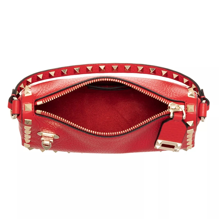 VALENTINO GARAVANI: Rockstud bag in grained leather with studs - Red