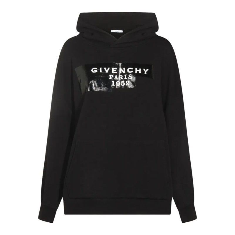 Givenchy  Modern Black Hoodie With Glossy Patch Black