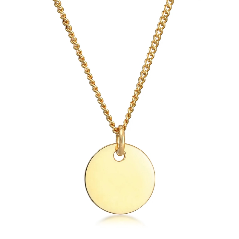 Elli Mittellange Halskette Halskette Kids Plättchen Coin 375 Gelbgold gold