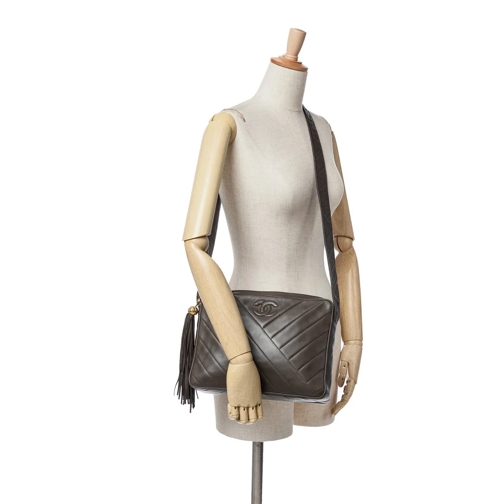 Chanel Sac à bandoulière 1991-1994 CC Chevron Lambskin Tassel Crossbody braun (Image 10)