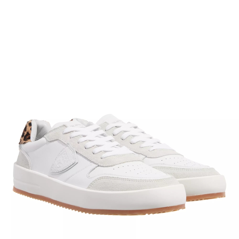 Philippe Model Low-Top-Sneaker Nice Low Woman Veau Animalier Blanc Leo