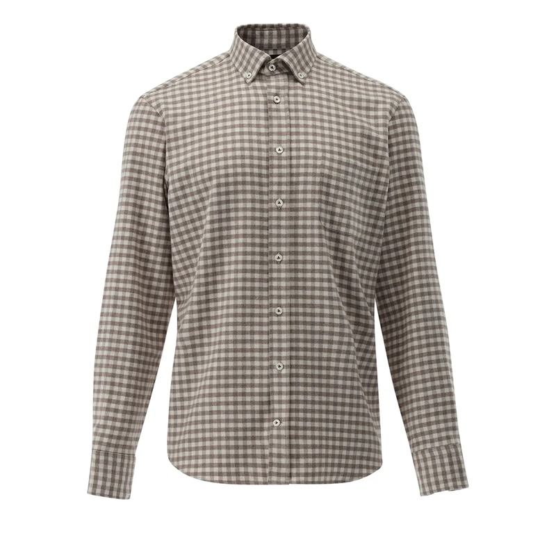 VAN LAACK Hemd Hemd Tailor Fit Karo braun