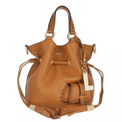 Lancel Flirt Grained Leather Bucket Bag Small Camel Bucket Bag