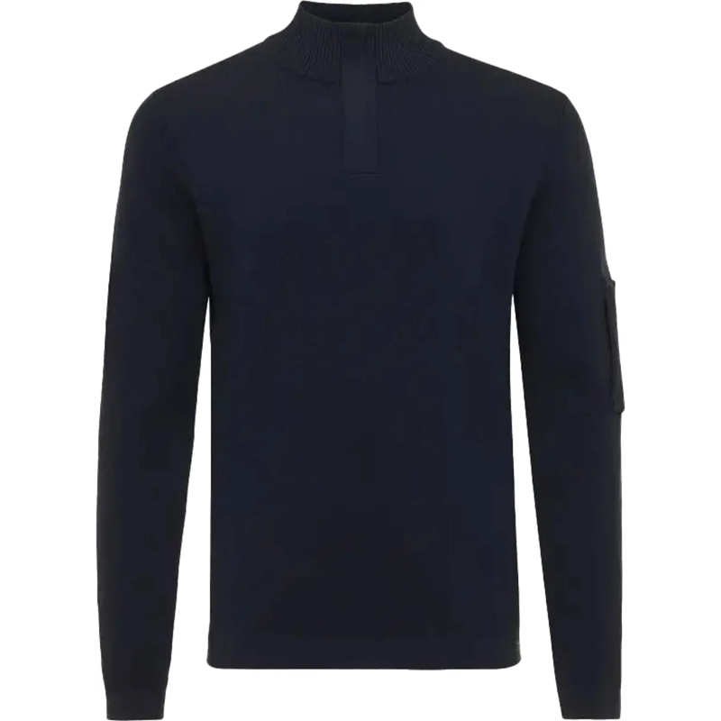 GENTI Pullover Cool Dry Turtle Zip Dark Blue blau