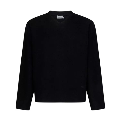 Calvin Klein Black V-Neck Wool Sweater Black 