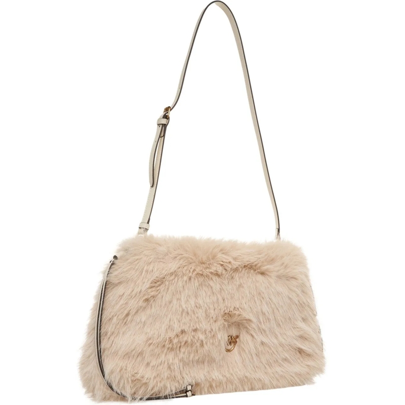 Pinko Fourre-tout Faux fur bag 'Aspen' beige