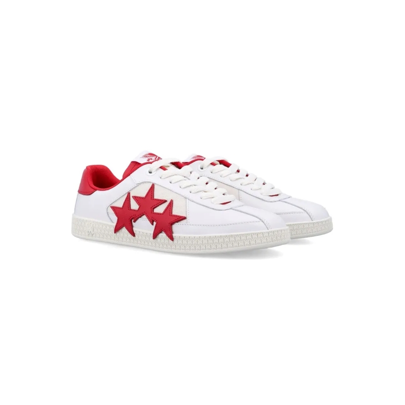 Amiri Lage-top sneaker Low-Top White Sneakers With Red Star Appliqués White
