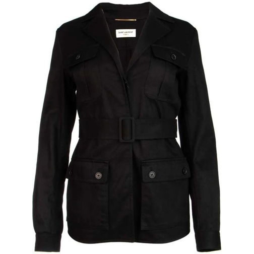 Saint Laurent Übergangsjacke Saint Laurent Belted Flap Pocket Jacket schwarz