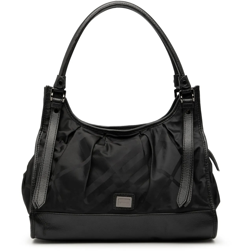 Burberry Schultertasche Tonal Check Nylon Shoulder Bag schwarz