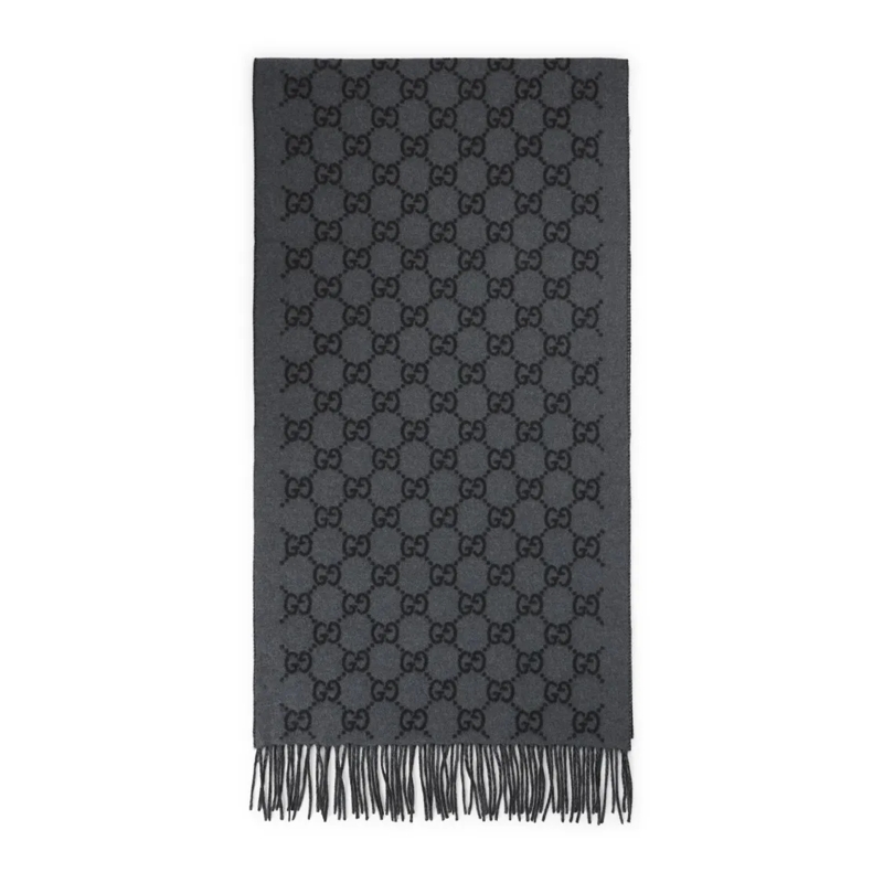 Gucci Écharpe légère Reversible Cashmere Scarf With Interlocking Logo P Grey