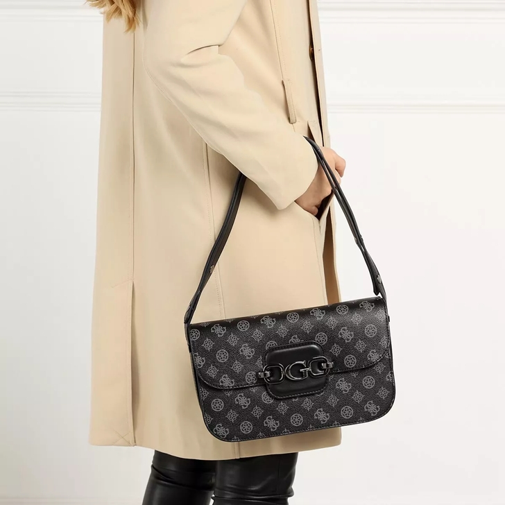 Guess Hensely G Logo Convertible Shoulder Bag Coal Multi | Satchel