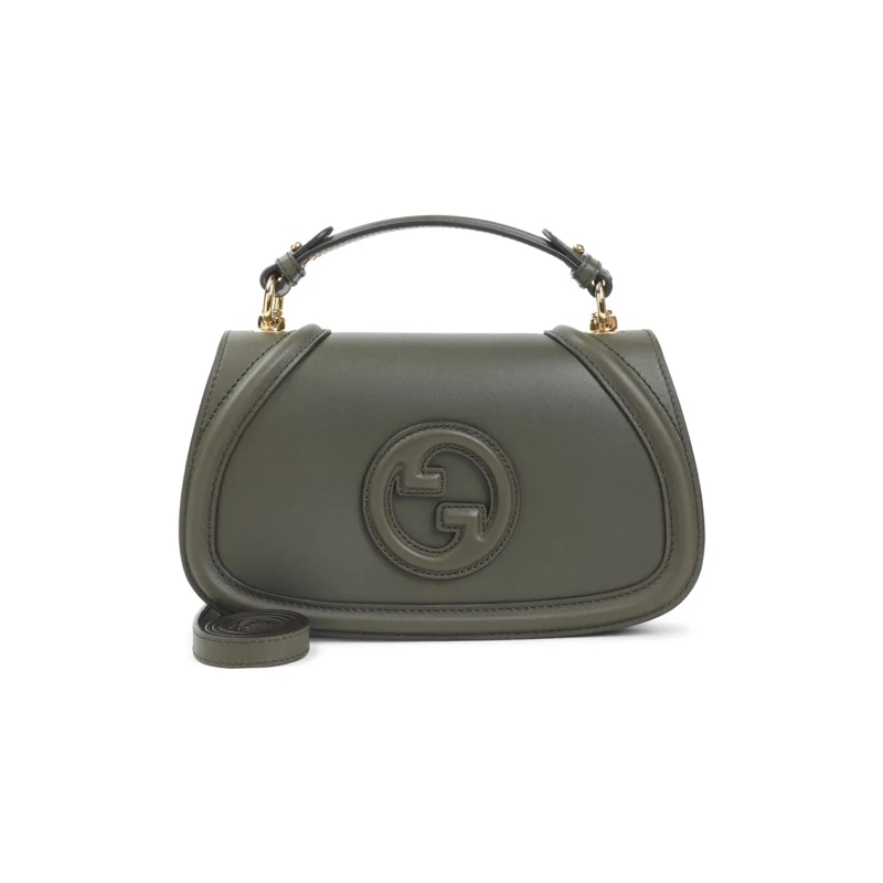Gucci Schultertasche Green Leather Shoulder Bag With Structured Silhoue Green