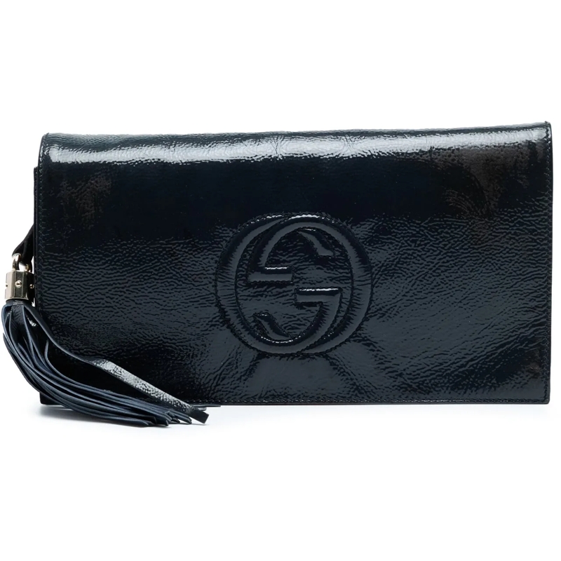 Gucci Pochette Soft Patent Soho Disco Clutch blau