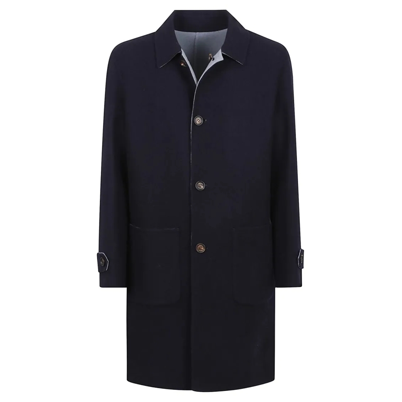 Eleventy Winterjas Reversible Wool Coat With Design Black