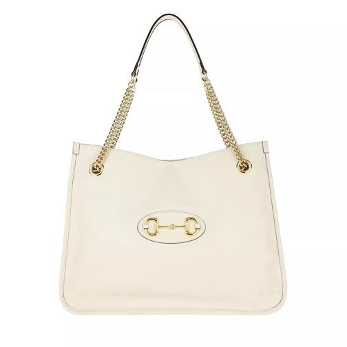 Gucci Horsebit 1955 Large Tote Bag Leather Mystique White Draagtas