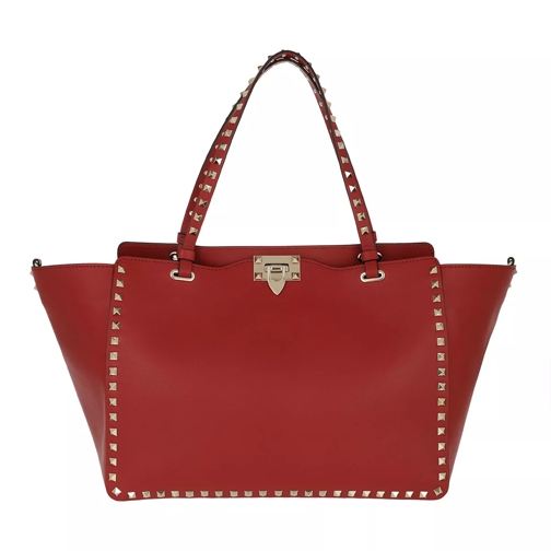 Valentino Garavani Rockstud Medium Shopping Bag Black Red Boodschappentas