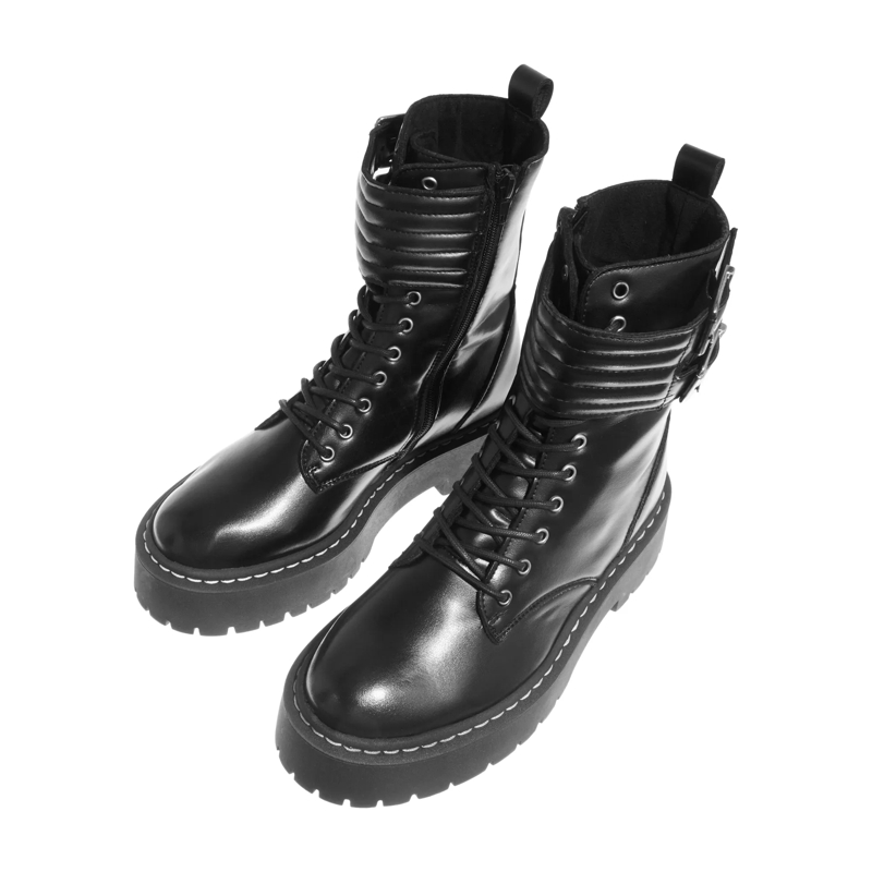 Steve Madden Biker Boots Viade  Black Leather(Image 4)