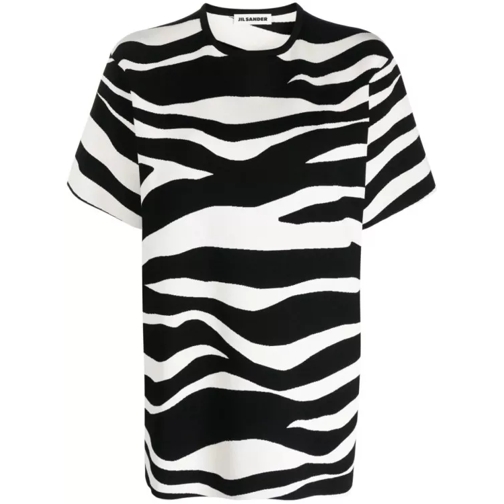 Jil Sander White/Black Zebra Knit T-Shirt Black 