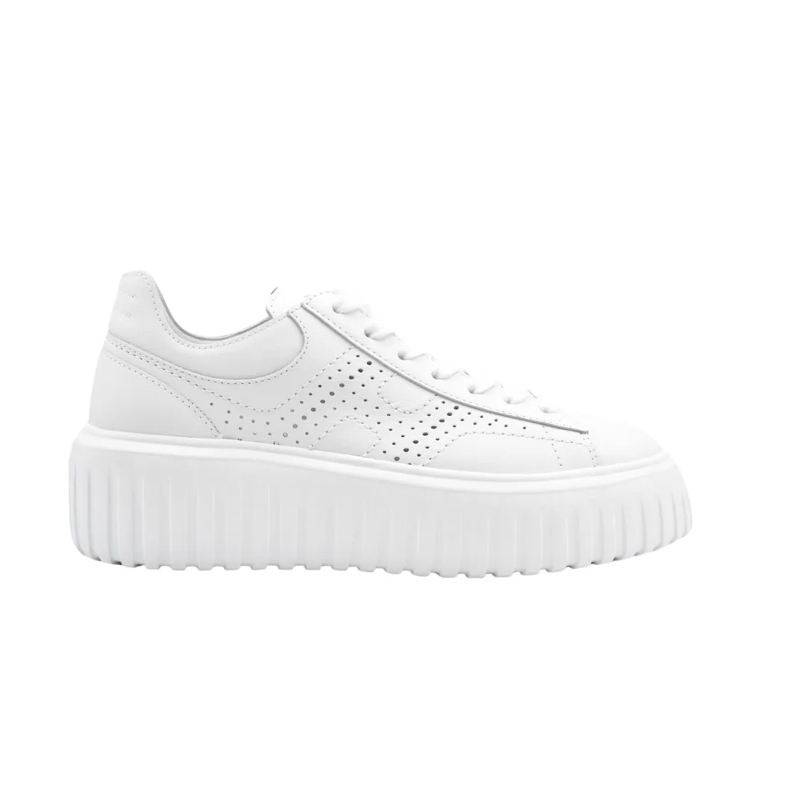 Hogan Ballerinas Lace-Up Sneakers With Elevated Platform White