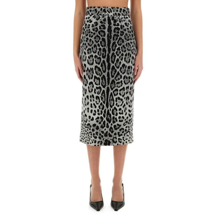 スカート DOLCE & GABBANA LEOPARD PRINT CHARMEUSE LONGUETTE SKIRT Leopard-print charmeuse calf-length pencil skirt in ANIMAL