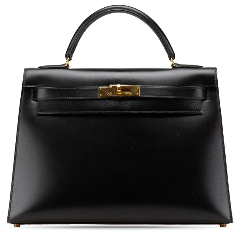 Hermès Schultertasche 1991 Box Calf Kelly Sellier 32 schwarz