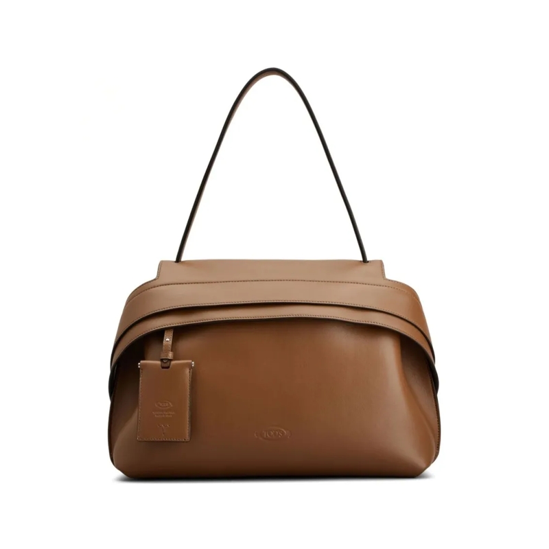 Tod's Sac à bandoulière Structured Brown Leather Handbag Brown