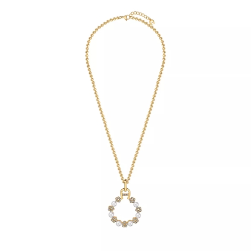 AIGNER Necklace Round A Logo W/Pearl Swarovski Crystals gold Mittellange Halskette