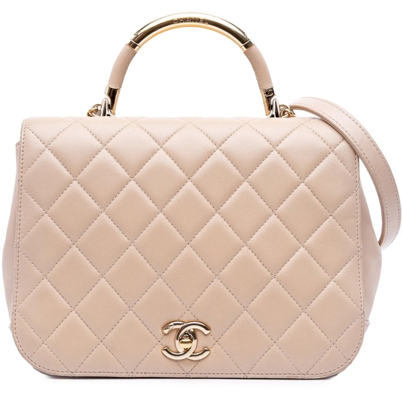 Chanel Fourre-tout Medium Quilted Lambskin Carry Chic Flap braun