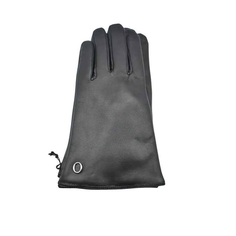 Orciani Handschoenen Black Leather Gloves Grey