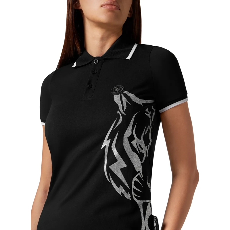Plein Sport Top Poloshirt Ss Glitter schwarz(Image 4)