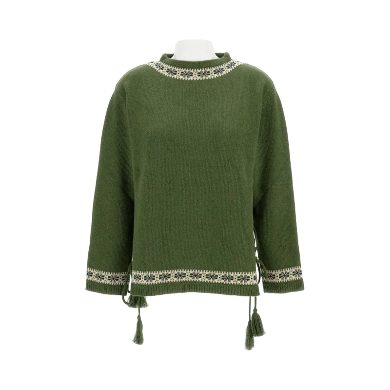 Bode New York Trui Moritz Sweater Green