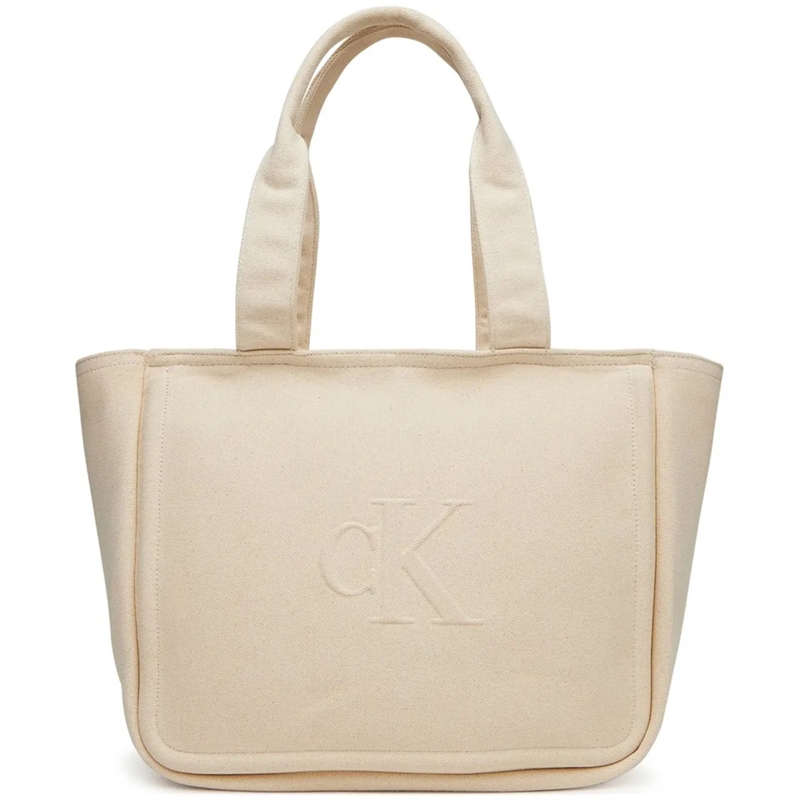 Calvin Klein Tote Bags Natural Canvas weiß