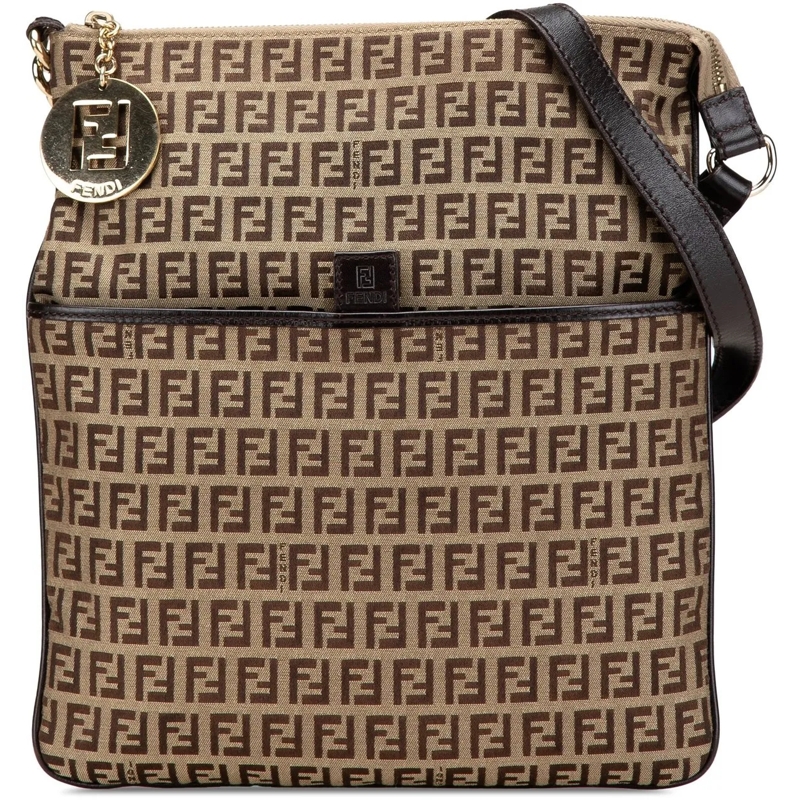 Fendi Schultertasche Zucchino Canvas Crossbody braun