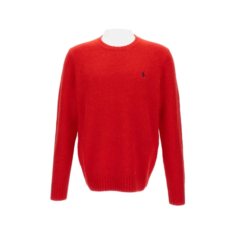 Polo Ralph Lauren Trui Bright Red Wool Blend Knit Pullover Red