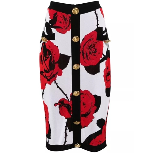 Balmain Multicolored Floral-Jacquard Midi Skirt Multicolor 