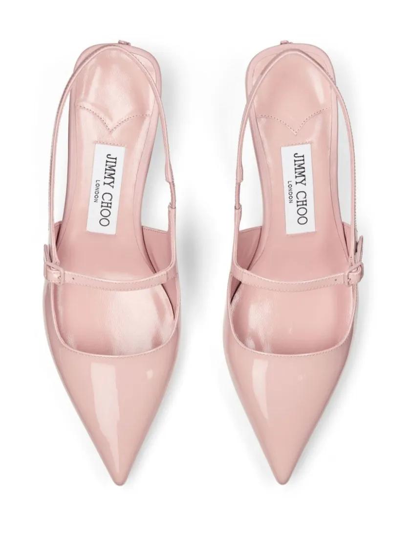 Thumbnail - Jimmy Choo Hohe Schuhe - Pointed Toe Slingback Heels With Patent Finish - Gr. 36 (EU) - in Rosa - für Damen