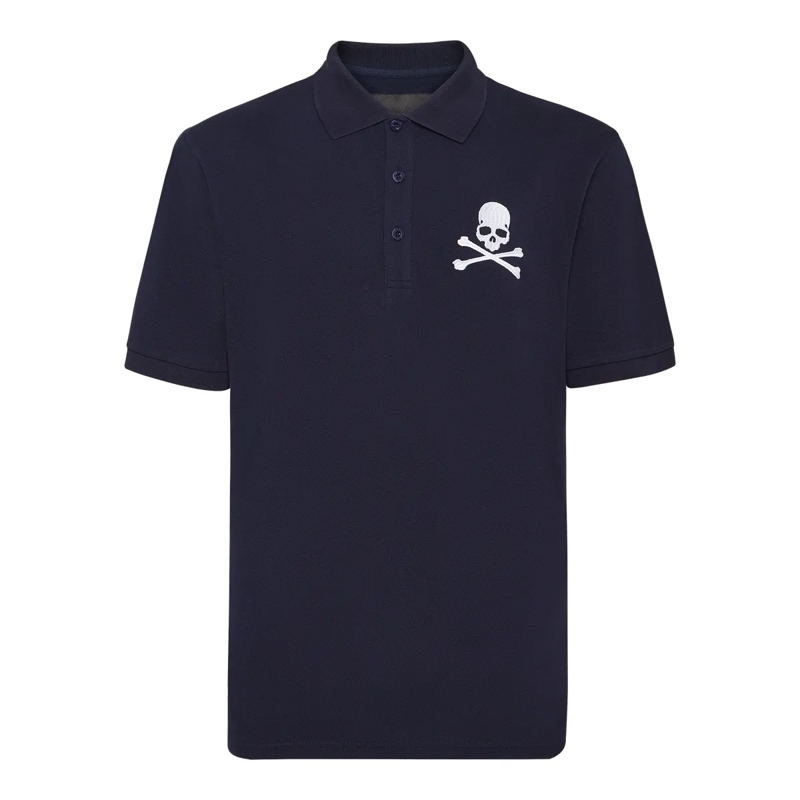 Philipp Plein Top Poloshirt Skull&Bones dunkel-blau
