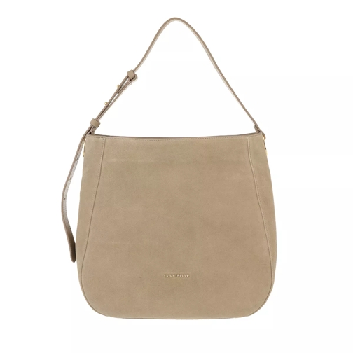Coccinelle Handbag Suede Leather New Taupe Hoboväska