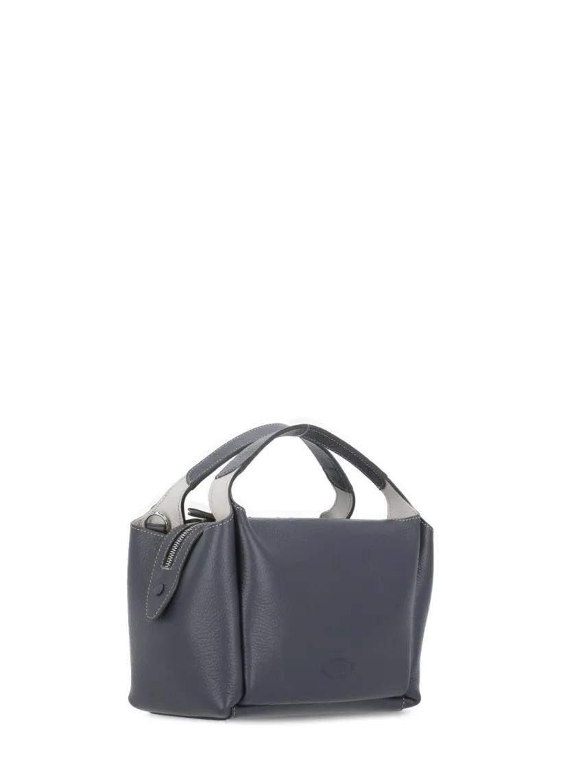 TOD'S Blauwe Pebble Leren Handtas met Afneembare Banden Blue Dames