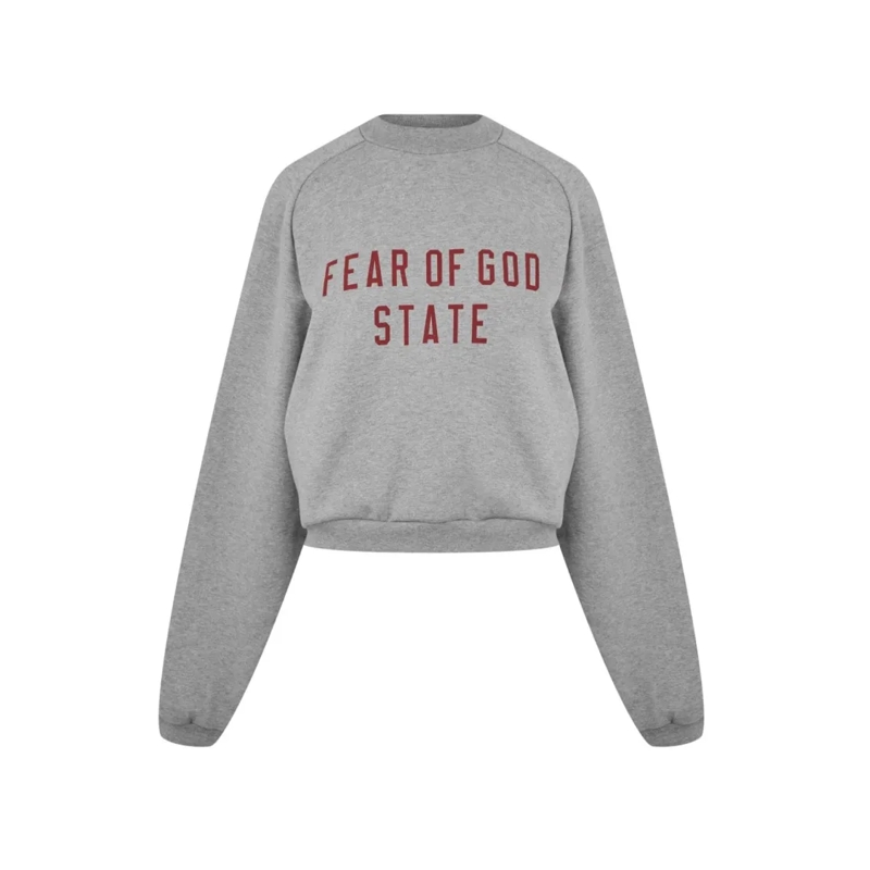FEAR OF GOD  Essentials Logo Fleece Cropped Sweatshirt Grey