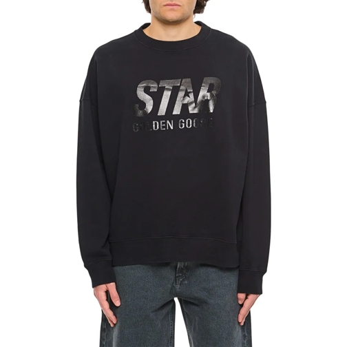 Golden Goose Sweatshirts Black Round Neck Star Sweatshirt Black