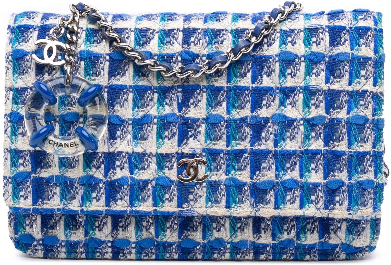 Chanel Hobo Bags - CC Quilted Boucle Tweed Charm Wallet On Chain - Gr. unisize - in Blau - für Damen