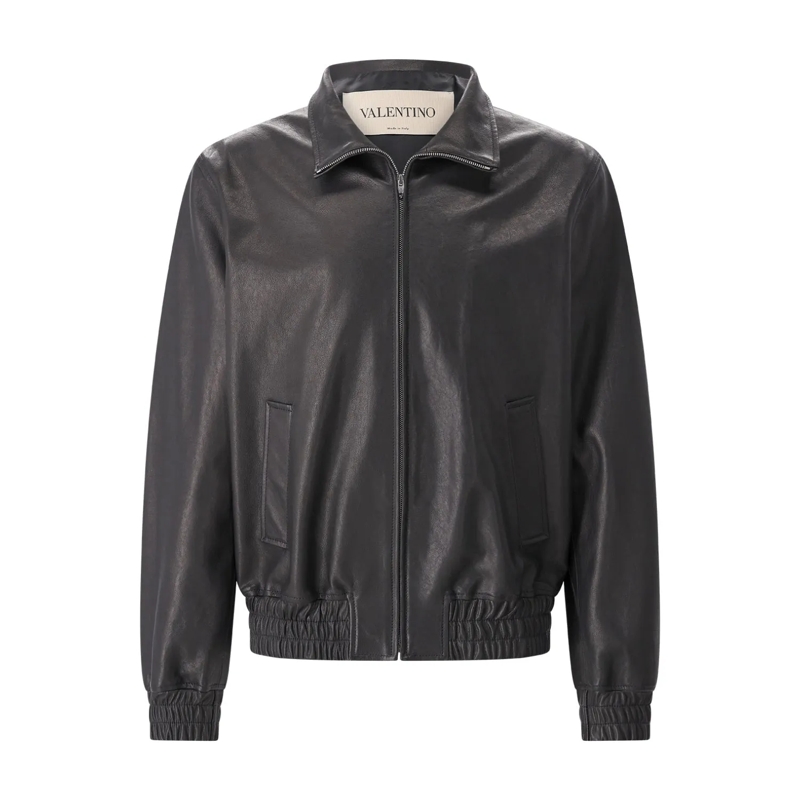 Valentino Garavani Veste en cuir Lederjacke mit Reißverschluss schwarz