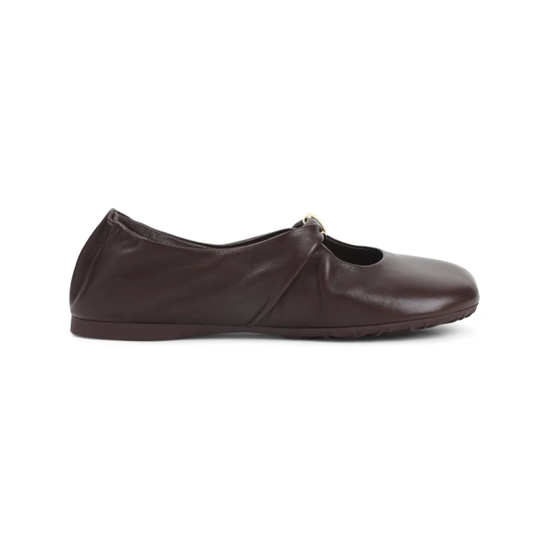 Loewe Balletschoenen Lambskin Leather Ballerina Flats With Gathered Hee Brown