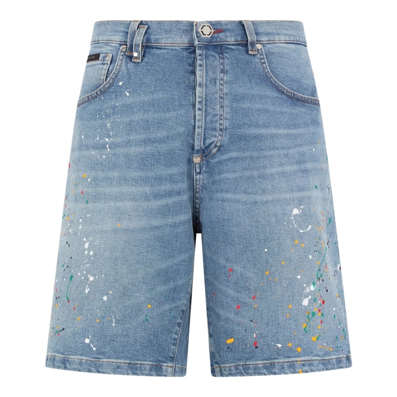 Philipp Plein Shorts Denim Shorts Paint jeansblau