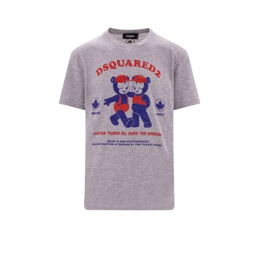 Dsquared2 Cotton T-Shirt With Frontal Logo Print Grey T-shirts